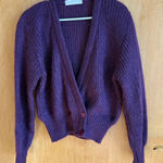 St Michael Vintage Deep Purple Mohair Blend Cardigan Sweater Button Front Medium Photo 0