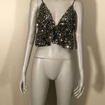 Luxe Wave NWT  Black And Gold Sequin Crop Top Photo 0