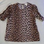 H&M  womens cheetah animal print short sleeve blouse size XXS oversized Photo 0