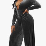 Women's Sexy Long Sleeve Velvet Jumpsuits Casual Fashion V Photo 1