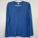 J.Jill  Silk Cotton Blend V Neck Long Sleeve Soft Sweater Classic Blue Comfy Cute Photo 0