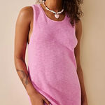 Free People  Nina Sweater Mini Dress Cotton-Linen Blend Pink Size Large Photo 0
