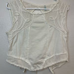 Free People  Boho Cream Sleeveless Open‎ Back Tank Top Size S Photo 0