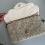 Antik Kraft NWT Hand Made Scallop Cut Beaded Clutch Crossbody Cream Bag Photo 7
