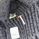 Free People NWT Katie Mix Stitch Square Neck Sweater Medium, BLACK COMBO Photo 9