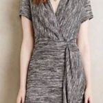 Maeve Women's Gray Cinched Surplice‎ Faux Wrap Dress Size Small Knee Length Photo 0