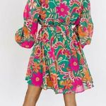 Baltic Born  Teal Floral Wesley Long Sleeve Mini Dress Photo 1