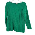 J.Jill  green cable knit S boatneck sweater casual holiday office winter colorful Photo 0