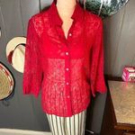 Alfred Dunner Buttonup Red Anchor Shirt Medium Photo 0
