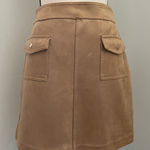 Philosophy Tan Suede A Line Mini Skirt Size 10 Retro Western Chore Soft Girl Med Photo 0