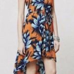 Maeve Sunset Hibiscus Flowy Orange Blue Floral Dress Photo 0