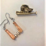 ‎Set Baseball pin and earrings Gold Photo 1