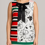 Slny NEW floral print tie neck color block sleeveless dress, 14W Photo 0