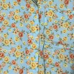 ZARA  Oversized Floral Print Cropped Collard Short Sleeve Shirt Pocket XXL Blue Photo 7