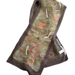 Max Studio Felted Cashmere Scarf Brown Green Earth Tone Art To Wear Embellished Photo 0
