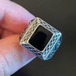 Vintage S925 silver obsidian stone ring size 8 Photo 7