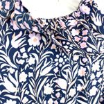 J.Crew  V-Neck Mini Dress Floral Fields Navy Smocked Waist Ruffle Neck Medium Photo 14