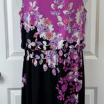 London Times Women Size 12 Floral Print Black Pink Cap Sleeve Sheath Dress Photo 0