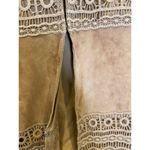 Reba Brown Leather Beautiful Jacket Fringe EUC Sz XL Lined Long Sleeves Crochet Photo 5