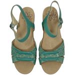 Sanita “Destiny” Women’s Size EU 40/US 9 Teal & Tan Floral Buckle Sandals Heels Multiple Photo 2