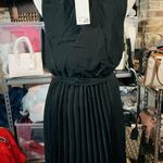 Sami & Jo  wave design collar black dress sleeveless stretchy waist belt tie NWT Photo 2