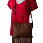 The Limited  Suede Fringe Crossbody Shoulder Bag Photo 0