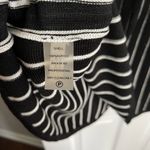 Calvin Klein Sweater Dress Black And White Vertical Stripe Sleeveless, Medium Photo 3