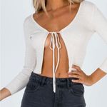 Princess Polly  Ribbed Knit Tie Front Cudal Cardigan in Beige Small Medium Photo 1