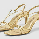 ZARA Basic Collection Metallic Gold Leather Strappy Dress Sandals Women’s 40 Photo 0