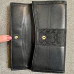 Coach  1941 Black Leather Bifold Snap Closure Long Wallet Signature C Stripe Photo 7