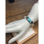 Turquoise & Pearl Stretch Bracelet With Swarovski Crystal Pave Accents White Photo 7