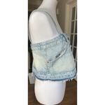 ZARA  Denim Crop Top Light Wash Jean Bustier Tank Raw Hem Size M NWT Y2K Style Photo 2