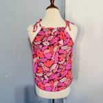 Gap ‎ Women Pink Floral Halter Relaxed Knot Tie Blouse Size S Photo 4