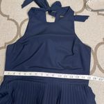 Gap Banana Republic Navy high neck tie back pleated cutout skirt midi dress Photo 3