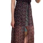 Volcom black red sheer floral rose cape top party dress vacation pool cover up Photo 0