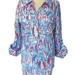 Lilly Pulitzer Cruiser Red Right Return Sailboat Button Up Shirt Size 10 Photo 9