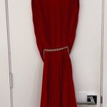 NEW Michael Kors Red Pleated Dress with Logo Gold Belt Size XL Photo 6