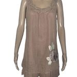 Blue Bird Tan Floral Detail Sleeveless Gauze Dress Photo 0