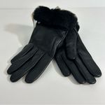 UGG  Black Leather Gloves Size S NWT Photo 1