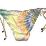 NWT Isabella Rose Joni Pastel Tie Dye Side Seashell Tie Swimming Bottom Large Photo 3