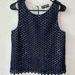 Karl Lagerfeld  Navy Blue White Eyelet Tank Top Blouse Size 6 Photo 0