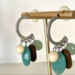 Silver tone hoops with beads Photo 7