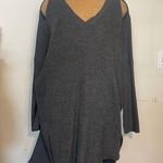 Very J NWT women’s oversized charcoal sweater w/open shoulders 3/4 sleeves M Photo 0