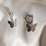 Boutique Silver Butterfly Huggie Earrings  Photo 0