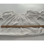 Natural Life  Cotton Gauze Shirt L/ XL White Raw Edge Off Shoulder Boho Coastal Photo 10