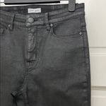 Tribal Dull Sheen Black Denim Skinny Cut Jeans w/ Raw Hem Photo 2