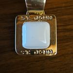 St. John 💕💕 Square Shape Clip On Earrings ~ Gold with Ivory Enamel NWOT Photo 3