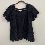 Umgee  Black‎ Floral Lace Square Neck Top Size Medium Photo 3