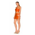 Michael Costello  x REVOLVE Kolt Mini Dress Women's XL Orange One Shoulder Cutout Photo 6
