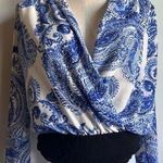 Made in Italy bodysuit S/M fit long sleeve blue coral open front PL Size M Photo 0